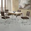 Mesa de Jantar Aço Nobre Cláudia com Tampo Kanon e 4 Cadeiras Off White/Nogal/Chocolat/ Marrom