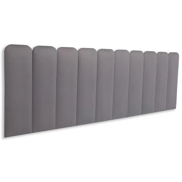 Cabeceira King Kit 10 Placas Modelo Arredondada - Suede Cinza