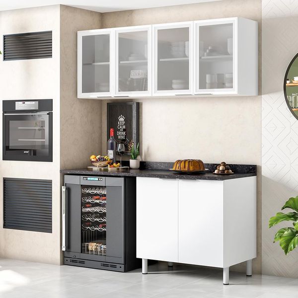 Cozinha Compacta Bartira Rubi 4 Portas 2 Prateleiras Branco