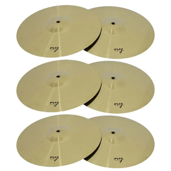 Kit 3 Pares de Pratos Splash para Bateria 12" Liga de Aço New York