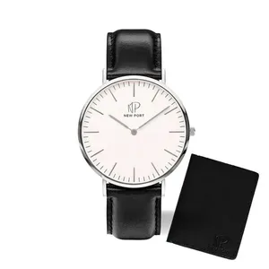 Relógio Preto Masculino Casual Clássico + Carteira Couro