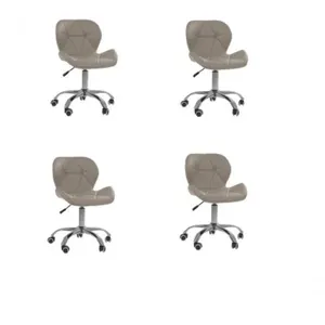 Kit 4 Cadeiras Office Eiffel Slim Oficial Giratória Bege