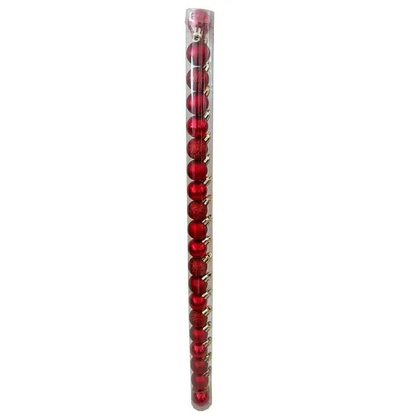 Tubo Bola de Natal 20 Peças Cazza Vermelha Tubo Bola de Natal 20 Peças Cazza Vermelha