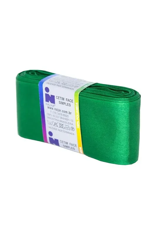 Fita de Cetim Nº12 50mm Peça com 10m Verde Bandeira