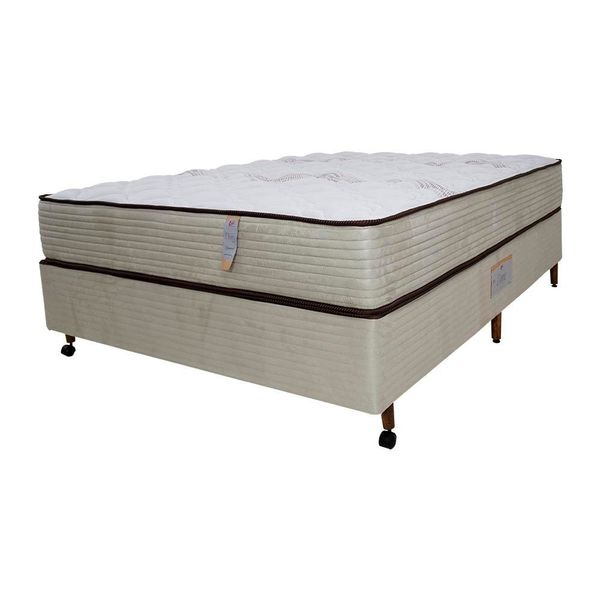 Cama Box Casal Castor Dome One Revestida em Tecido Suede + Colchão com Molejo Tecnopedic e Revestimento em Malha 27x138x188cm Bege