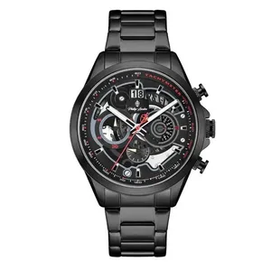 Relógio Phillip London Masculino Ref:Pl80388613m Pr N Cronógrafo Black