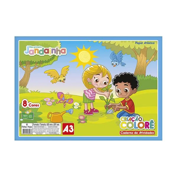Bloco Criativo Jandaia A3 Meu Primeiro Jandainha Papers Color com 32 Folhas Coloridas