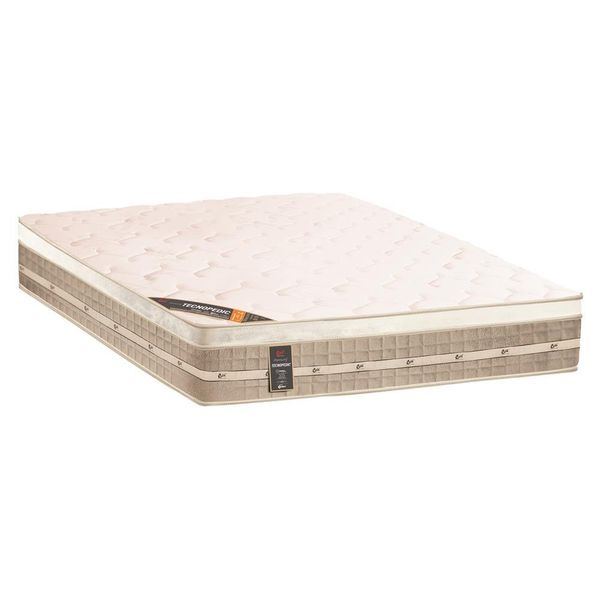 Colchão Casal Castor Premium com Euro Pillow e Molas Tecnopedic System 30x138x188 cm Branco com Bege