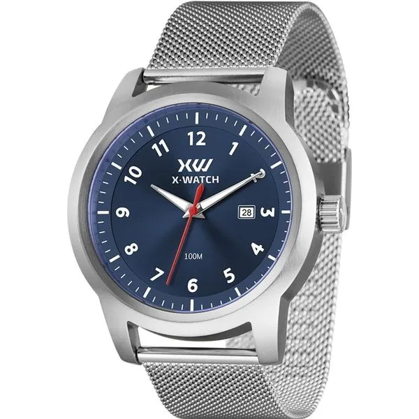 Relógio X-Watch Masculino Ref XMSS1066 D2SX Casual Mesh Prateado