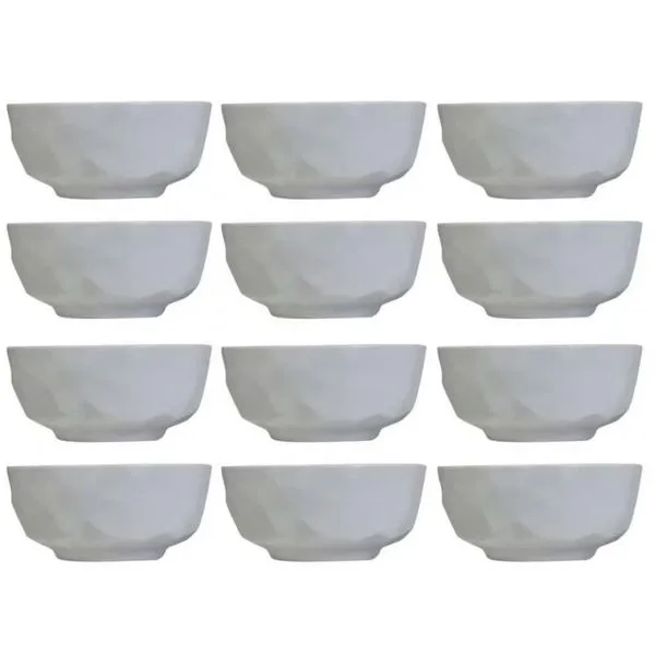 Conjunto com 12 Tigelas M Germer Edros em Porcelana 600ml Branco