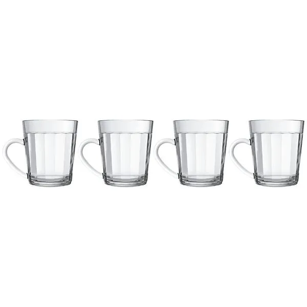 Conjunto de Canecas Copo Americano em Vidro 270 ml 4 Peças Transparente