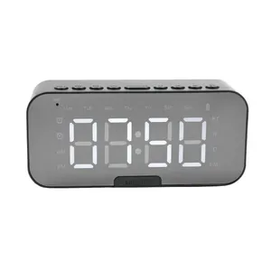 Relogio Despertador Digital Caixa De Som Bluetooth Radio Espelhado Usb Led G10 Preto