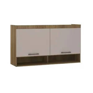 Armário Aéreo Maleiro Modulado 145cm 2 Portas Basculantes Paris Avelã Pf Com Cinammon Pf