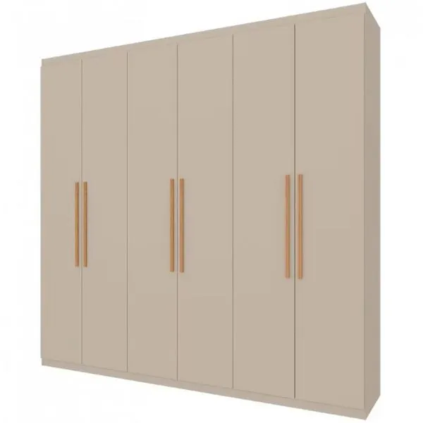 Guarda Roupa Casal Bartira Genova com 6 Portas 3 Gavetas e 236,7 cm Areia