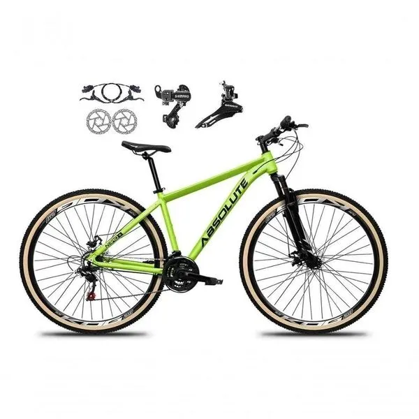 Bicicleta Aro 29 Absolute Nero 5 Alumínio 24v Câmbios Shimano Freio A Disco Hidráulico Mtb Verde 17