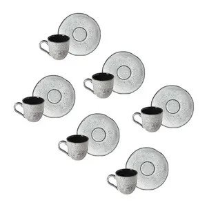 Jogo de 6 Xícaras e Pires de Café 120ml Stoneware Orgânico Echo Porto Brasil n/a