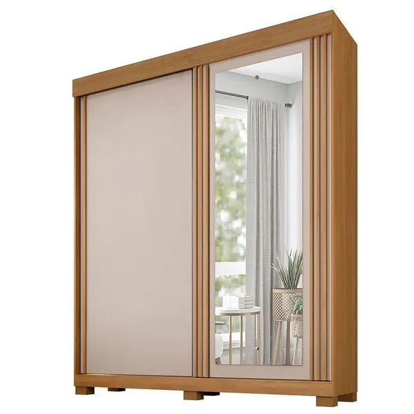 Guarda-roupa Mônaco - 2 Portas 3 Gavetas C/ Espelho -benetil Cinamomo Off