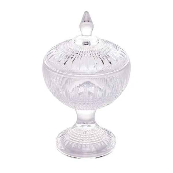Potiche Decorativo Wolff Queen em Cristal com Pé Transparente
