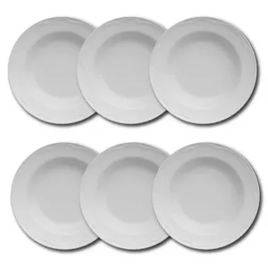 Conjunto de Pratos Fundos Germer Cottage em Porcelana  6 Peças Branco