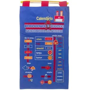 Calendário Bordado Português - Antialérgico - Colorido - 72 cm - CAS Brinquedos