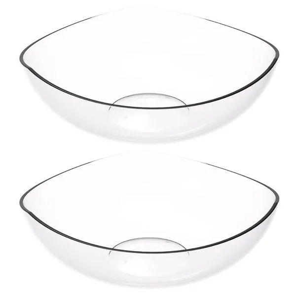 Kit 2 Saladeiras Tigela Plástica Salada Pipoca Doces Sobremesa Transparente Trio Crippa