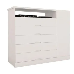 Cômoda Braga com 5 Gavetas e 1 Porta Made Marcs Branco Acetinado