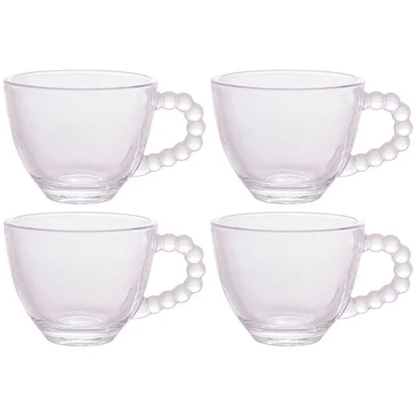 Conjunto com 4 Xícaras para Café Wolff Pearl em Cristal 80 ml Transparente