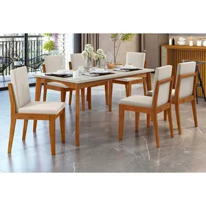 Mesa de Jantar Nesher Lady com 6 Cadeiras Natural/Off White