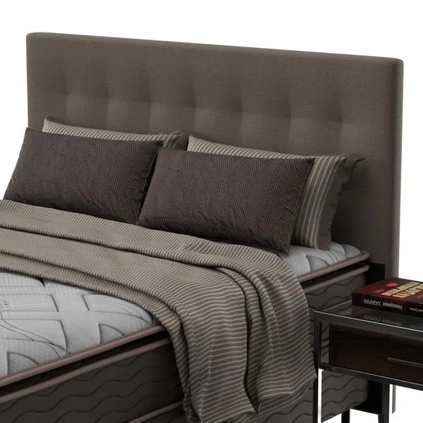 Cabeceira para Cama King Size Probel Texas em Tecido Suede Bege