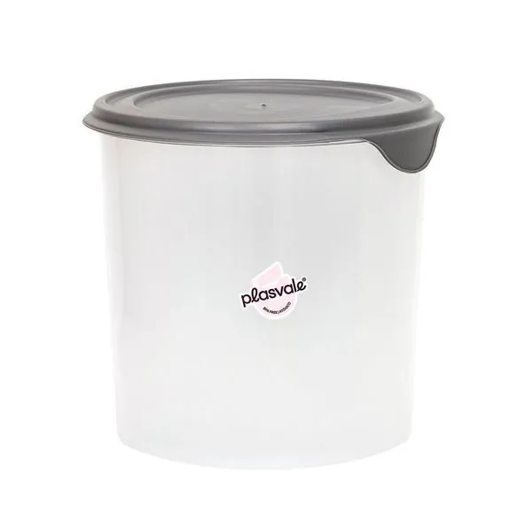 Pote Plástico Para Mantimentos 900ml Plasvale Cinza