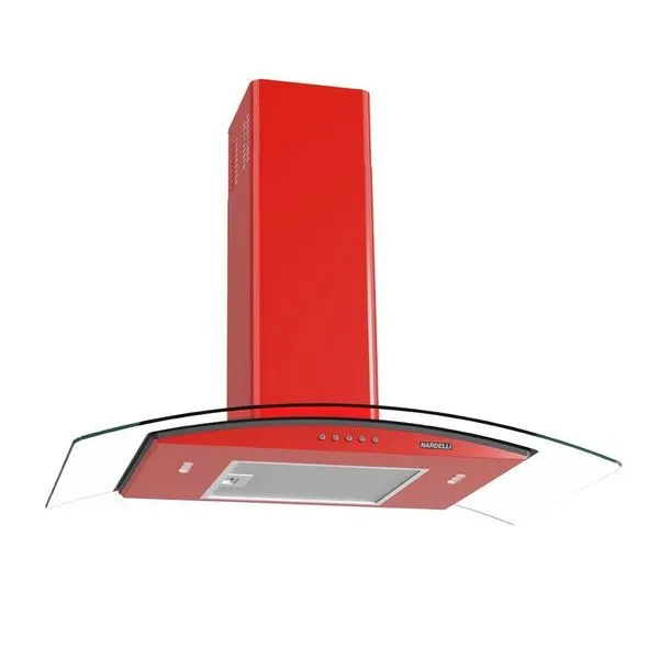 Coifa Nardelli De Parede Clean Vidro Curvo Vermelha 80cm Vermelho 220V