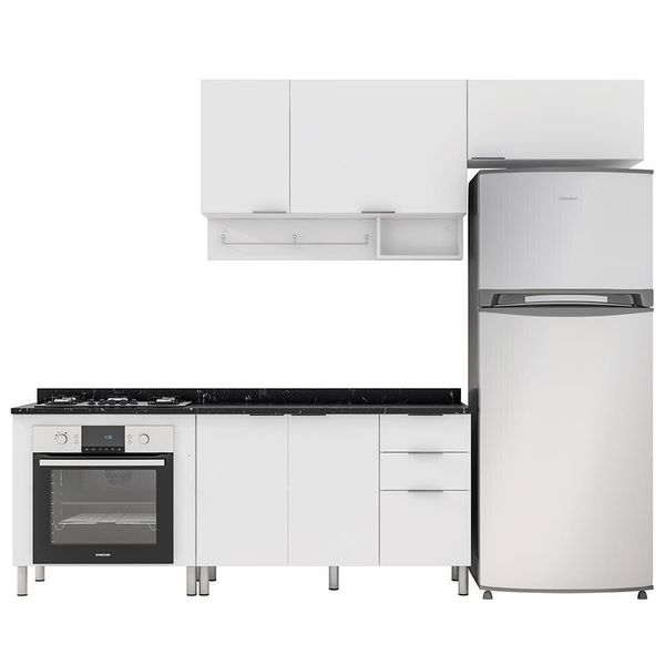 Cozinha Compacta Rubi 5 Portas, 3 Gavetas e 3 Prateleiras Bartira Branco