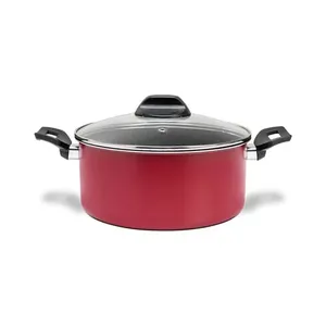 Caçarola Anis Pro-Flon Antiaderente 3,4L 22cm Tampa de Vidro Brinox Vermelho