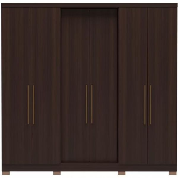 Guarda Roupa Casal Bartira Napoli UP 6 Portas 4 Gavetas 4 Prateleiras Café