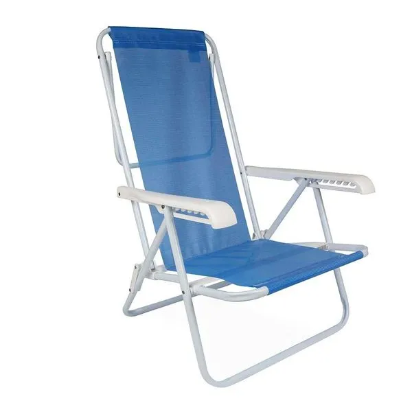 Cadeira De Praia Piscina Reclinável 8 Posições Sannet Mor Azul