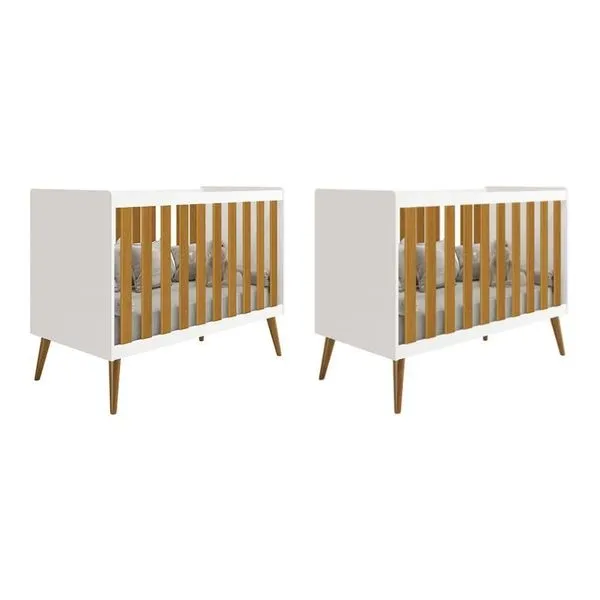 Kit Gêmeos Berço Americano Isis Branco/savana - Reller Móveis Branco/savana