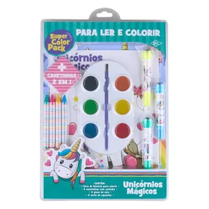 Livro Infantil Dcl Super Color para Ler e Colorir Pack Unicórnio