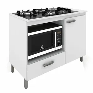 Balcão para Cooktop e Nicho para Forno Roma Móveis Sul, 1 Porta, 1 Gaveta - 4855 Branco