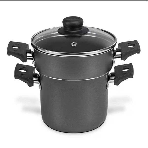 Cozi Vapor Cuscuzeira Multiflon Antiaderente de Alumínio e Tampa de Vidro 14cm Preto