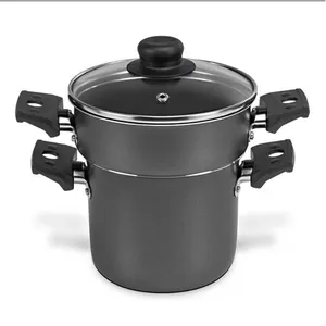 Cozi Vapor Cuscuzeira Multiflon Antiaderente de Alumínio e Tampa de Vidro 14cm Preto