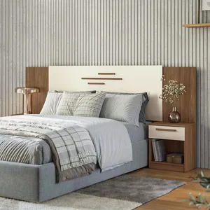 Cabeceira Box Casal 2 Gavetas 256cm Estilo MM Virgílio | Jatoba/Areia