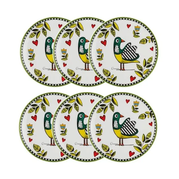 Jogo de pratos em porcelana Egan Cocorido 19cm 6 peças verde