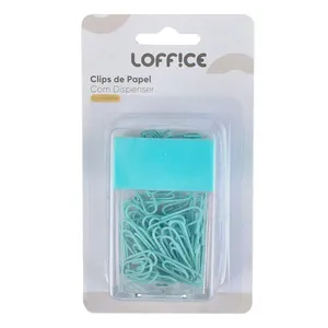 Clips Papel 50 unidades com Dispenser 28mm CV244904 Loffice Sortido