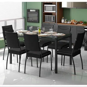 Mesa de Jantar Fabone Alexa com 6 Cadeiras Dora Preto Fosco