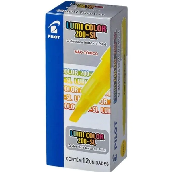 Caixa Caneta Marca Texto Lumi Color 200sl - 12 Unidades - Pilot Amarelo