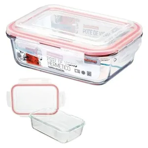 Vasilha De Vidro Hermético Marmita Com Tampa 1040ml Mantimentos Para Microondas Freezer Congelador Geladeira Comida Pote