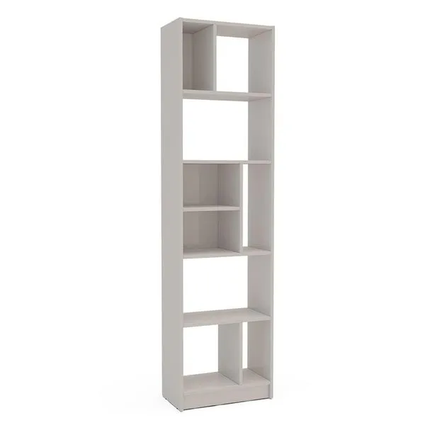 Estante de Livros Piratini Alta 9 Prateleiras 178cm Design Clean Compacta Politorno Off White