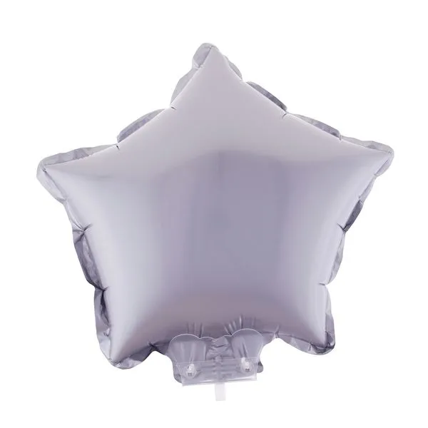Balão Metalizado 11" Funny Estrela Prata com Suporte