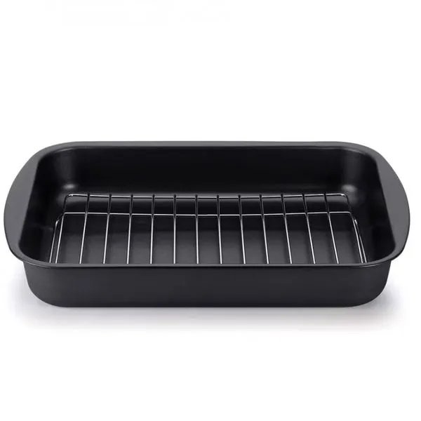Assadeira Funda Multiflon com Grelha 40cm Preto