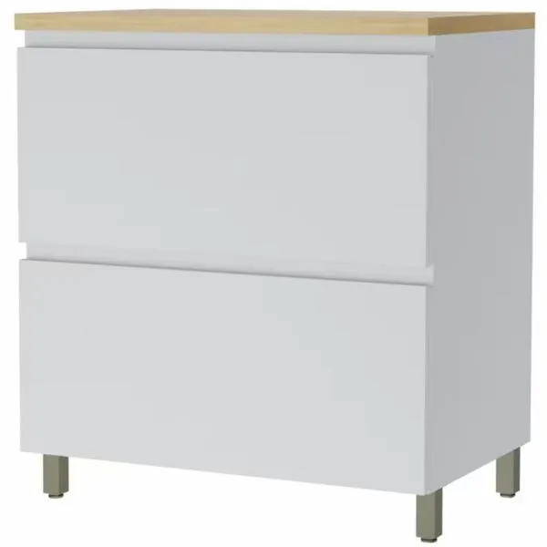 Balcão Nesher Rainha em MDF 15mm com 1 Porta, 1 Gaveta e 1 Prateleira - 80cm de largura Branco com Nature